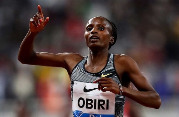 Hellen Obiri of Kenya celebrates winning the Women's 3000 meters during the IAAF Diamond League event at the Khalifa International Stadium on May 03, 2019 in Doha, Qatar.PHOTO/ GETTY IMAGES