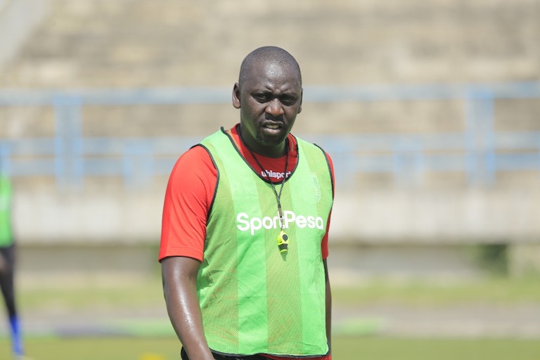 IN THE BLUE CORNER: Bandari FC head coach Bernard Mwalala pictured during his team's coaching session on the eve of the 2019 SportPesa Cup final on January 26, 2019 at the Uhuru Stadium, Dar-es-Salaam, Tanzania. PHOTO/SPN