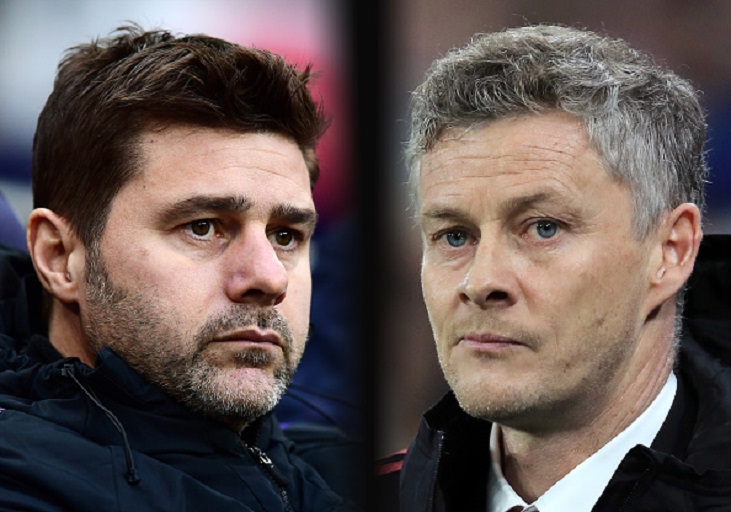 In this composite image a comparison has been made between Mauricio Pochettino, Manager of Tottenham Hotspur (L) and Ole Gunnar Solskjaer, Interim Manager of Manchester United. Tottenham Hotspur and Manchester United meet in a Premier League fixture on January 13, 2019 at Wembley Stadium in London. PHOTO/GettyImages
