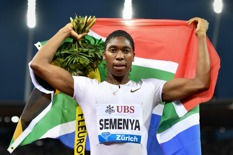 In this file photo taken on August 30, 2018 South Africa's Caster Semenya reacts after winning the women's 800 metres during the IAAF Diamond League "Weltklasse" athletics meeting at the Letzigrund stadium in Zurich. The South African government on February 15, 2019 threw its weight behind Olympic 800 metres champion Caster Semenya ahead of next week's landmark hearing against proposed rules that aim to restrict testosterone levels in female runners. PHOTO/AFP