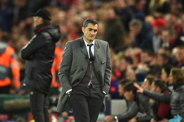 In this file photo taken on May 07, 2019 Barcelona's Spanish coach Ernesto Valverde reacts during the UEFA Champions league semi-final second leg football match between Liverpool and Barcelona at Anfield in Liverpool, north west England on May 7, 2019. Barcelona are set to sack their coach Ernesto Valverde, according to reports in the Spanish press. Valverde took training on January 13, 2020 but his future looks bleak, with the club expected to announce his departure following a board meeting in the afternoon at Camp Nou. PHOTO | AFP