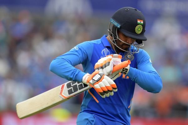 India's Ravindra Jadeja walks off for 77 during the 2019 Cricket World Cup first semi-final between New Zealand and India at Old Trafford in Manchester, northwest England, on July 10, 2019. PHOTO | AFP