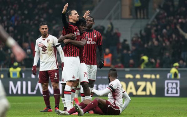 Italian Cup , Quarter Final - Ac Milan vs Torino.In the pic: celebrates after scoring 4-2 Zlatan Ibrahimovic , Franck Kessie, Rafael Leao. PHOTO | PA Images