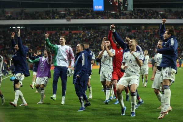 Italy players celebrate after booking the Euro 2024 ticket. PHOTO| AFP