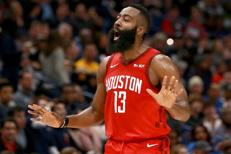 James Harden #13 of the Houston Rockets reacts to a call during a NBA game against the New Orleans Pelicans at the Smoothie King Center on December 29, 2018 in New Orleans, Louisiana. PHOTO/GETTY IMAGES