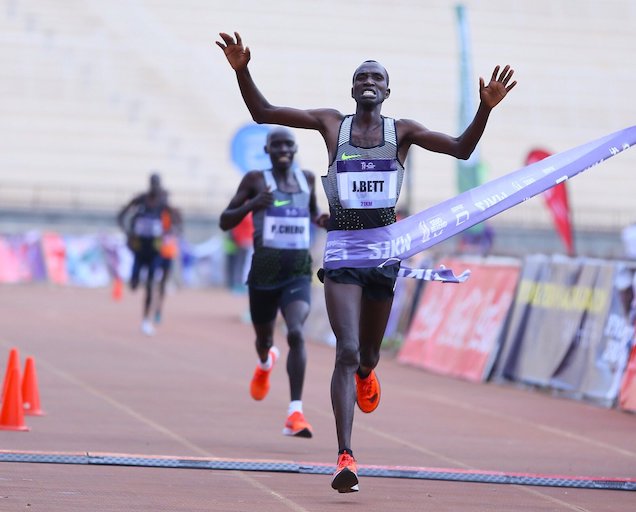 Josphat Bett wins the 2019 Beyond Zero Half Marathon title on Sunday, March 10, 2019. PHOTO/Courtesy