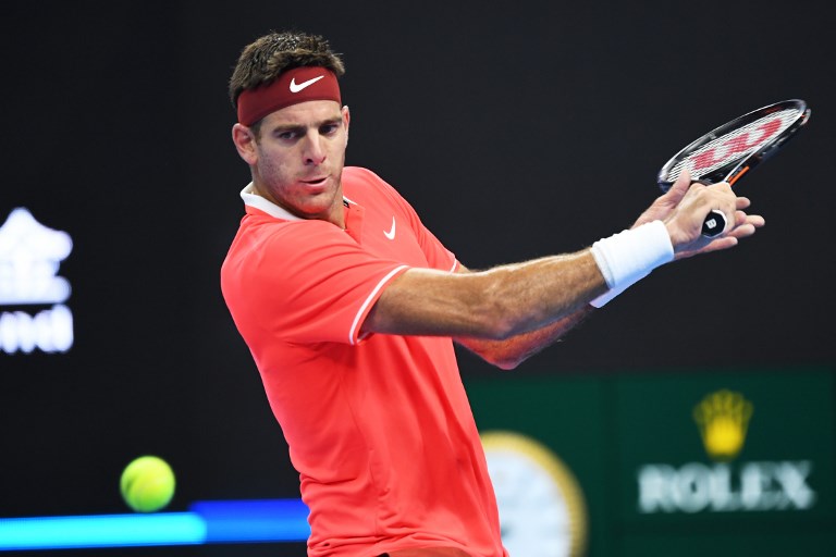 Juan Martin del Potro of Argentina hits a return during his men's singles second round match against Karen Khachanov of Russia at the China Open tennis tournament in Beijing on October 3, 2018. PHOTO/AFP