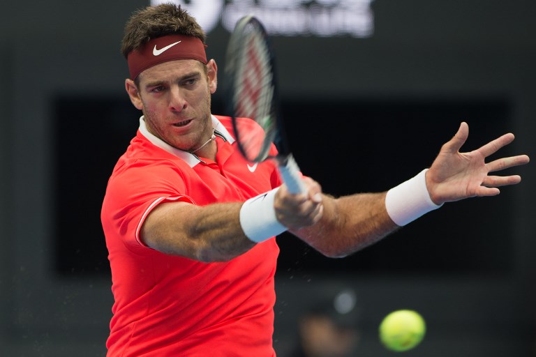 Juan Martin del Potro of Argentina hits a return during his men's singles second round match against Karen Khachanov of Russia at the China Open tennis tournament in Beijing on October 3, 2018. PHOTO/AFP