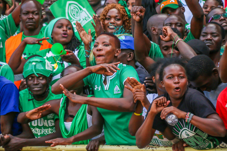 Jubilanr Gor Mahia FC fans celebrate their 2-0 victory over AFC Leopards SC in the Mashemeji Derby played in Nairobi on February 10, 2019. PHOTO/SPN
