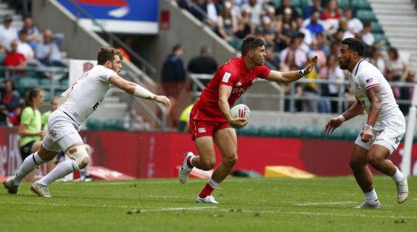 Justin Douglas of Canada during The HSBC London 7s between and at Johan Cruyff ArenaTwickenham on 26 May 2019. PHOTO | AFP