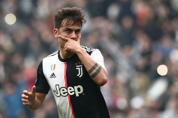 Juventus' Argentine forward Paulo Dybala celebrates after opening the scoring during the Italian Serie A football match Juventus vs Brescia on February 16, 2020 at the Juventus stadium in Turin. PHOTO | AFP