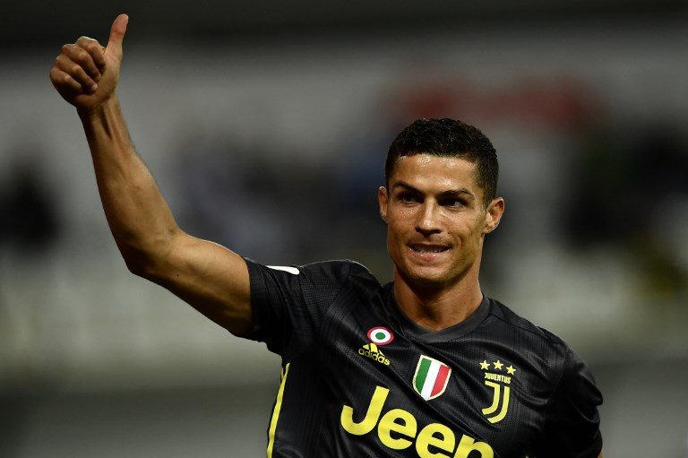 Juventus' Portuguese forward Cristiano Ronaldo reacts during the Italian Serie A football match Parma vs Juventus on September 1, 2018 at Ennio Tardini stadium in Parma. PHOTO/AFP