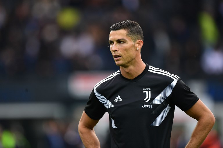 Juventus' Portuguese forward Cristiano Ronaldo trains prior to the Italian Serie A football match Udi-nese Calcio vs Juventus FC at the Dacia Arena stadium in Udine on October 6, 2018. PHOTO/AFP