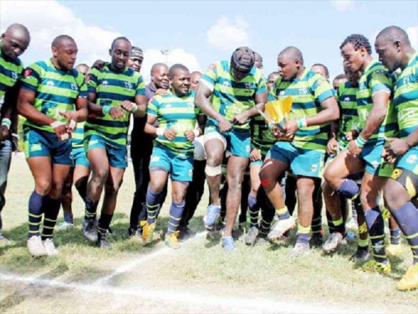 KCB RFC players celebrate their Kenya Cup victory. PHOTO | TheStar