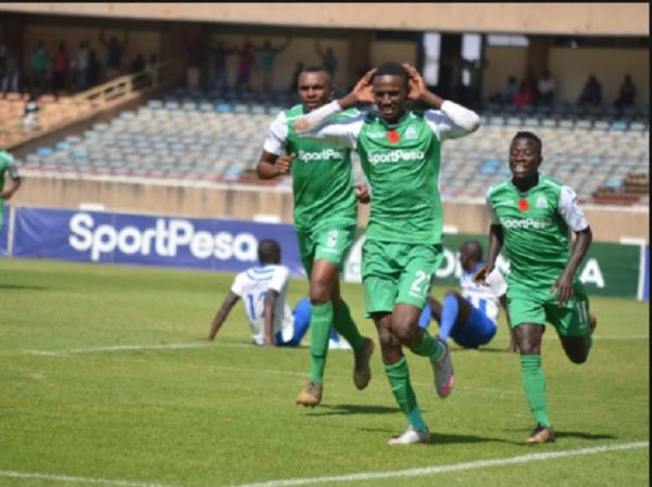 Kenneth Muguna celebrates after scoring a goal during the 2018/19 SportPesa Premier League (SPL) season. PHOTO | SPN