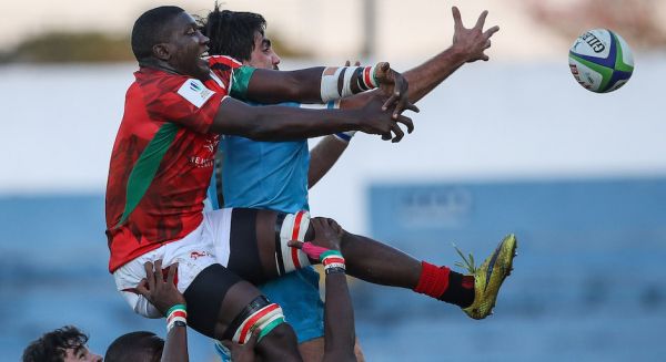 Kenya and Uruguay compete for lineout ball in their World Rugby U20 Trophy 2019 Pool A match at the Estadio Martins Pereira in São Jose dos Campos, Brazil, on 9 July. PHOTO/Brasil Rugby/Fotojump