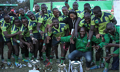 Kenya Cup champions, KCB RFC celebrate bagging the crown. PHOTO/File