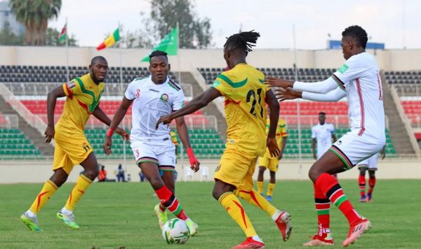 Kenya's Aboud Omar in action against Mali in a 2022 FIFA World Cup Qualifier at the Nyayo National Stadium in Nairobi, Kenya on Sunday, October 10, 2021. PHOTO || SwiftSportUG