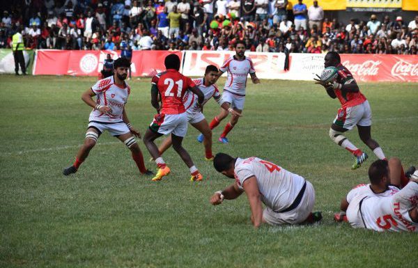 Kenya Simbas in action against Namibia at the RFUEA Ground in Nairobi on Saturday, August 11, 2018. PHOTO/KRU