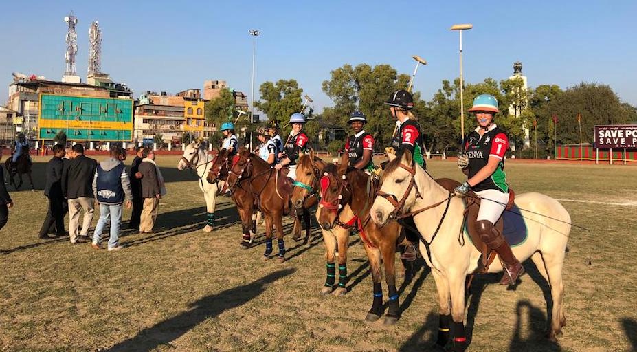 Kenya women polo team that is representing the country at the ongoing fourth edition of India Statehood Day Women’s Polo Tournament in India. PHOTO/COURTESY