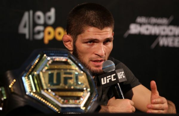 Khabib Nurmagomedov holds a press conference after his UFC Lightweight Championship match against Dustin Poirier (not seen) at Yas Island in Abu Dhabi, United Arab Emirates on September 6, 2019. PHOTO | AFP