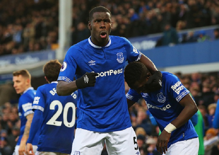 Kurt Zouma of Everton celebrates after scoring his team's first goal with Idrissa Gueye (17) during the Premier League match between Everton FC and AFC Bournemouth at Goodison Park on January 13, 2019 in Liverpool, United Kingdom. PHOTO/GettyImages