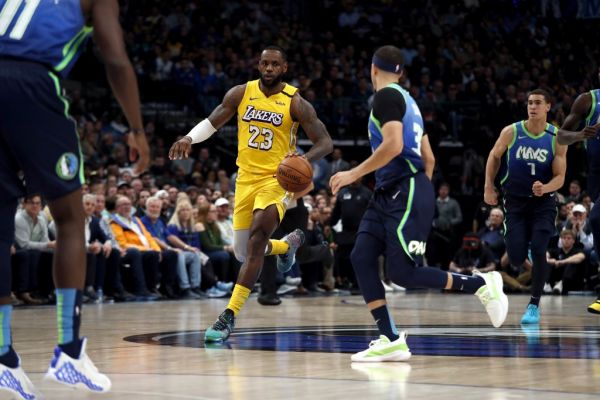 LeBron James #23 of the Los Angeles Lakers dribbles the ball against the Dallas Mavericks at American Airlines Center on January 10, 2020 in Dallas, Texas. PHOTO | AFP