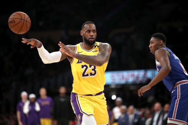 LeBron James #23 of the Los Angeles Lakers passes the ball during the second half of a game against the New York Knicks at Staples Center on January 07, 2020 in Los Angeles, California. PHOTO | AFP