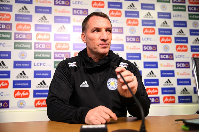 Leicester City Manager Brendan Rodgers during the Leicester City press conference at King Power Stadium on March 01, 2019 in Leicester, United Kingdom.PHOTO/GETTY IMAGES