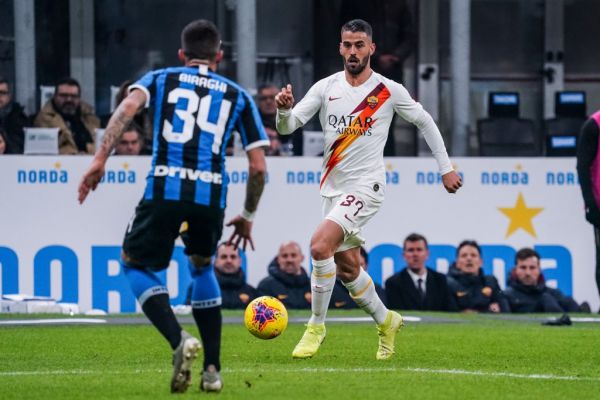 Leonardo Spinazzola of AS Roma during the Italian championship Serie A football match between FC Internazionale and AS Roma on December 6, 2019 at Giuseppe Meazza stadium in Milan, Italy. PHOTO | AFP