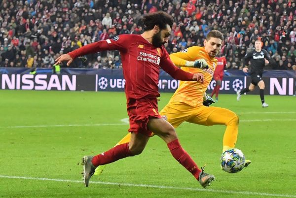 Liverpool's Egyptian midfielder Mohamed Salah scores during the UEFA Champions League Group E football match between RB Salzburg and Liverpool FC on December 10, 2019 in Salzburg, Austria. PHOTO | AFP