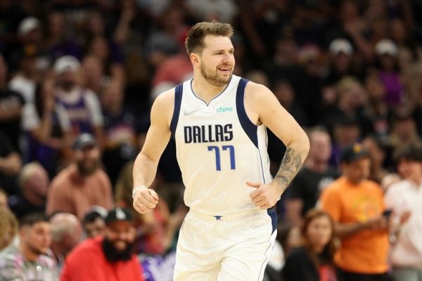 Luka Doncic #77 of the Dallas Mavericks reacts during the first quarter against the Phoenix Suns in Game Seven of the 2022 NBA Playoffs Western Conference Semifinals at Footprint Center on May 15, 2022 in Phoenix, Arizona. PHOTO | AFP