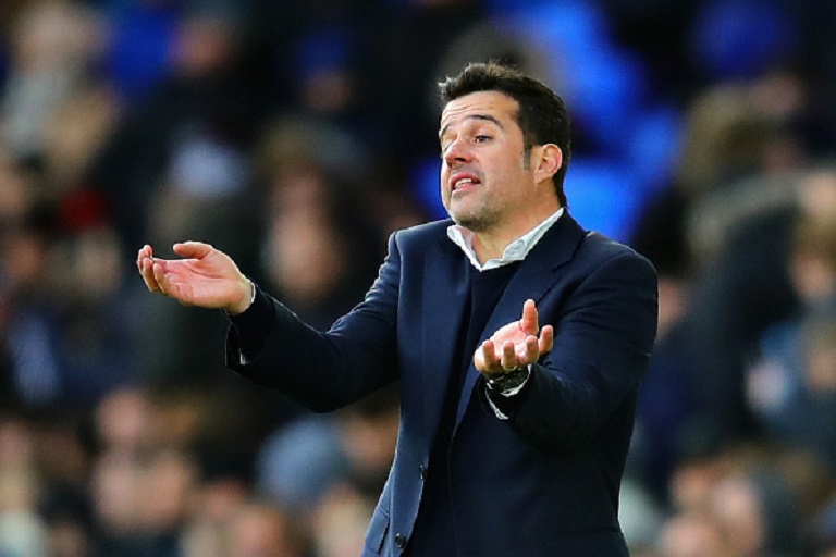 Manager of Everton Marco Silva gestures from the sidelines during the Premier League match between Everton FC and Leicester City at Goodison Park on January 1, 2019 in Liverpool, United Kingdom. PHOTO/GettyImages