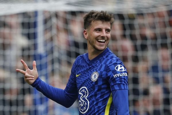 Mason Mount celebrates after scoring his first Chelsea hat-trick against Norwich City at Stamford Bridge on Saturday, October 23, 2021. PHOTO | Courtesy