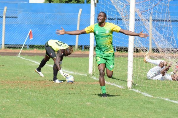 Masud Juma celebrates scoring for Kariobangi Sharks FC in a SPL clash in 2017. PHOTO/File