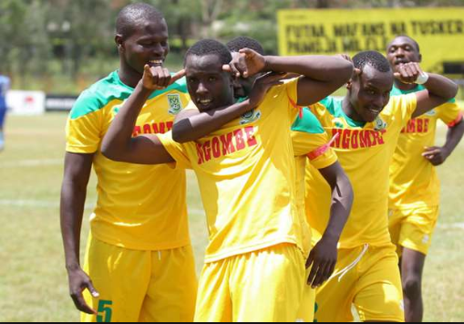 Mathare United players celebrate after scoring in a past SPL match. PHOTO/Goal