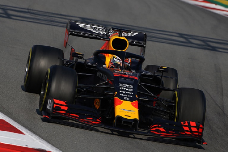 Max Verstappen of the Netherlands driving the (33) Aston Martin Red Bull Racing RB15 on track during eight day of F1 Winter Testing. PHOTO/GettyImages