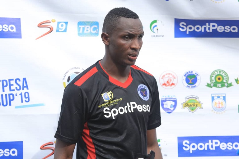 Mbao FC goalkeeper Metacha Mnata during an  interview at the just concluded 2019 SportPesa Cup in Tanzania.PHOTO/SPN