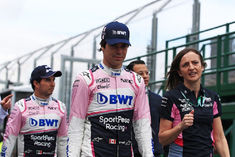 Melbourne Grand Prix Circuit, Melbourne, Australia; Formula 1 Season Launch in Melbourne; SportPesa Racing Point, Sergio Perez and Lance Stroll return from promotion photoshoot. PHOTO/GettyImages