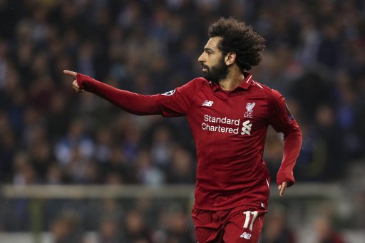 Mohamed Salah forward of Liverpool celebrates after scoring a goal during the UEFA Champions League, match between FC Porto and Liverpool, at Dragao Stadium in Porto on April 14, 2019. PHOTO/AFP