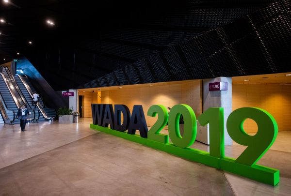 n this file photo taken on November 7, 2019 the logo of the World Anti-Doping Agency (WADA) is seen in Katowice, Poland. A World Anti-Doping Agency (WADA) panel has recommended Russia be hit with a four-year ban from sporting competition after falsifying laboratory data handed over to investigators, the global anti-doping watchdog said on November 25, 2019. In a statement, WADA said its Compliance Review Committee had called for the sanction, which would see Russia banned from next year's Olympics, to be approved at a meeting in Paris on December 9. PHOTO | AFP