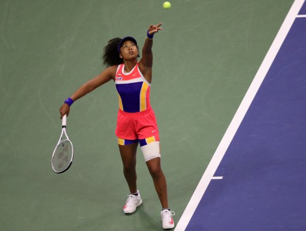 Naomi Osaka of Japan serves during her Womens Singles second round match against Camila Giorgi of Italy on Day Three of the 2020 US Open at the USTA Billie Jean King National Tennis Center on September 2, 2020 in the Queens borough of New York City. PHOTO | AFP
