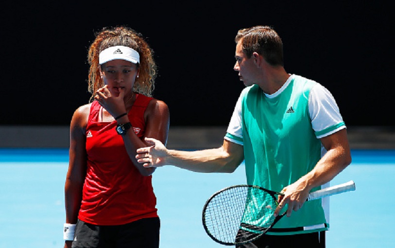 Naomi Osaka of Japan speaks with her coach Aleksandar Bajin during a practice session ahead of the 2018 Australian Open at Melbourne Park on January 11, 2018 in Melbourne, Australia. PHOTO/GettyImages