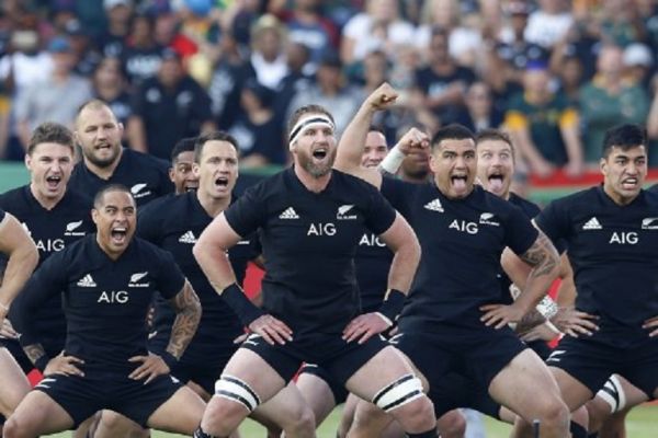 New Zealand's All Blacks rugby players perform the haka before the start of the Rugby Championship match between South Africa and New Zealand at the Loftus Versfeld stadium in Pretoria, South Africa, on October 6, 2018. PHOTO/ AFP