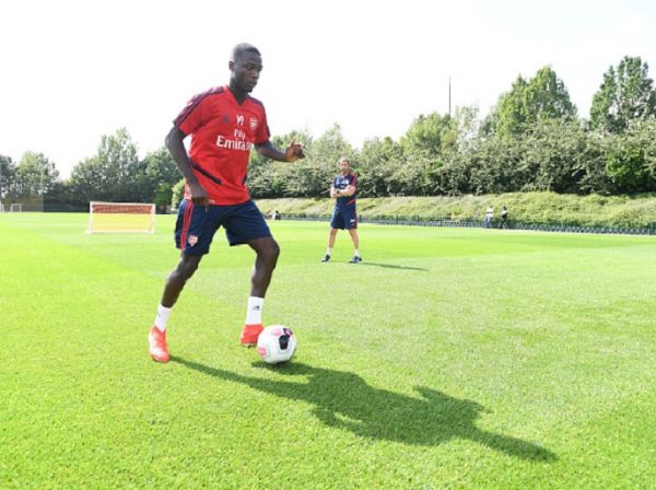 Nicolas Pepe of Arsenal during a training session at London Colney on August 01, 2019 in St Albans, England. PHOTO/ GETTY IMAGES