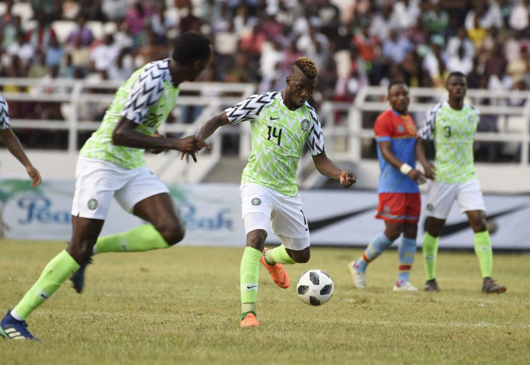 Nigeria forward Kelechi Iheanacho (14) in action in a pre-World Cup friendly in June. PHOTO/File