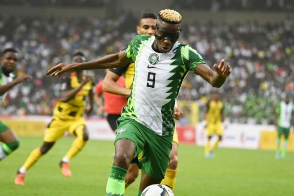 Nigeria's Victor Osimhen controls the ball during the World Cup 2022 qualifying football match between Nigeria and Ghana at the National Stadium in Abuja on March 29, 2022. PHOTO | AFP