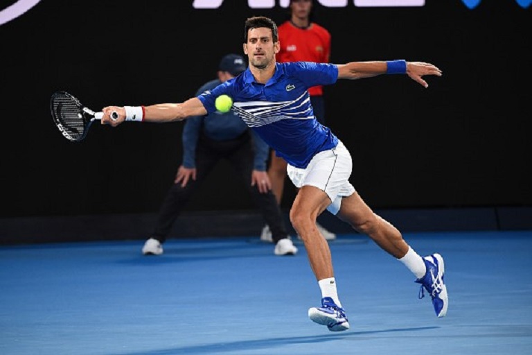 Novak Djokovic of Serbia on court during his men's semi final match against Lucas Pouille of France during day 12 of the 2019 Australian Open at Melbourne Park on January 25, 2019 in Melbourne, Australia.PHOTO/GETTY IMAGES