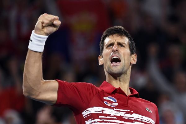 Novak Djokovic of Serbia reacts after winning against Rafael Nadal of Spain in their men's singles match in the final of the ATP Cup tennis tournament in Sydney on January 12, 2020. PHOTO | AFP