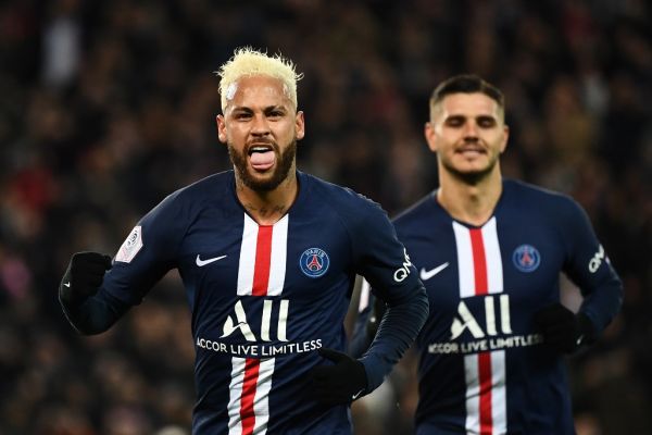 Paris Saint-Germain's Brazilian forward Neymar celebrates after scoring a goal during the French L1 football match between Paris Saint-Germain and AS Monaco at the Parc des Princes stadium in Paris on January 12, 2020. PHOTO | AFP